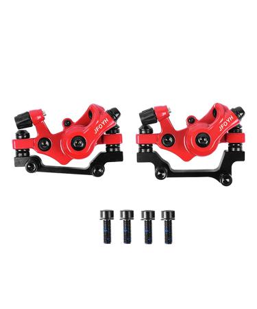 JFOYH Mechanical Disc Brake Set for MTB Road Bike Folding Bike and BMX, Cycling Front and Rear Bicycle Bike Disc Brake Calipers-Black/Red Front+Rear - Red