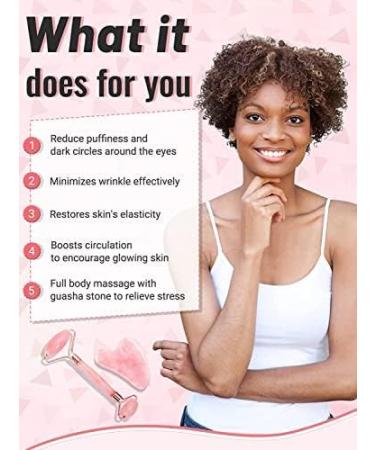 Tiantanghu Rose Quartz Roller and Heart Shape Guasha Massager Set - Facial Skin Care Tools for Body Relaxation (Pink) - Buy Online on GoSupps.com