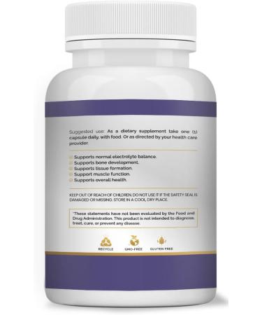 Magnesium Extra Strength Supplement 600mg Magnesium Glycinate Supports Bone Health Muscle Function Vegan Non-GMO 60 Capsules 60 Count (Pack of 1) - Buy Online on GoSupps.com