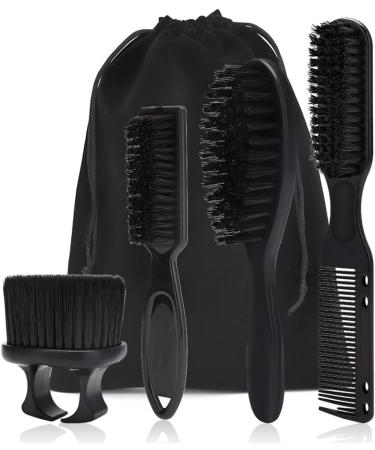 QUR 4 PCS Black Shaving Brush Set - Luxurious Professional Barber Tools for Men | International Shipping - Buy Online on GoSupps.com