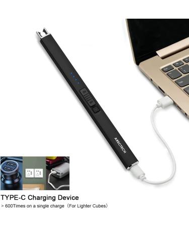 ARECTECH Rechargeable Electric Lighter - Plasma Arc Candle Lighter for Camping & Kitchen - USB Rechargeable - Black - Buy Online on GoSupps.com