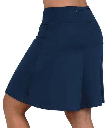 beroy Women's Skorts Skirts - Knee Length Athletic Skirt with Shorts, Navy, XL - Buy Online on GoSupps.com