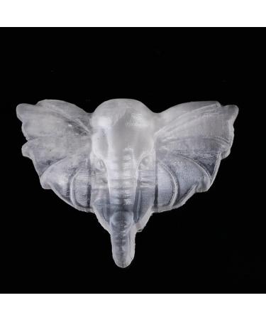 Crystal Rough Crystal 1PC Natural White Selenite Cute Elephant Head Specimen Heraling Crystal Animal Shape Statue Making Stone Carved Gypsum Suitable for Home Office Decoration - Buy Online on GoSupps.com