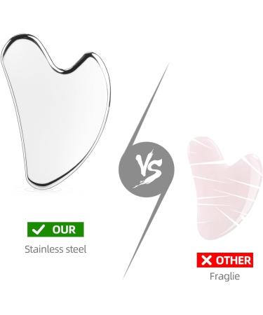 Heart Style Stainless Steel Gua Sha Facial Tool - Metal Guasha for Face Body Eyes & Neck - Skin Tightening Massage Tool - Silver - Buy Online on GoSupps.com