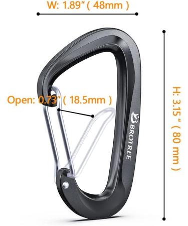 Brotree Carabiner Hooks - 1200kg Heavy-Duty Screw Lock Perfect for Hiking Camping & Fishing - 2 Black Wire Gate Key Rings - Buy Online on GoSupps.com