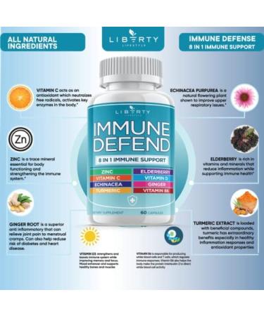 8-in-1 Immune Defense Support Supplement with Zinc, Vitamin C, Elderberry, Vit D3, Turmeric, Ginger, Echinacea - Allergy Relief for Kids & Adults (2 Pack) - Buy Online on GoSupps.com