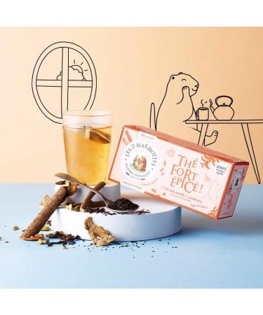 Les 2 Marmottes Strong Spicy Tea - Organic Chai Tea Cinnamon and Cardamom - Energizing and Gourmet - For the Morning - 30 Sa - Buy Online on GoSupps.com