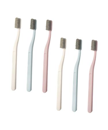 Bcoath 6 pieces of stiff brush for adult man toothbrush hard bristles toothbrush cleaning toothbrushes tooth stain cleaner tooth cleaning manually adult tooth portable