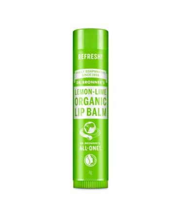 Dr.Bronner's Lemon & Lime lip balm without synthetic ingredients and organic oils for lips dry hands cuticles and cracked chin certified fair trade 4 g bar lemon lime 4G - Buy Online on GoSupps.com