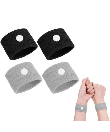 ACWOO Motion Sickness Wristbands 2 Pairs Natural Sickness Bands for Kids & Adults Anti-Nausea Wristbands for Car Sea Sickness Relief Wristbans for Sea Flying Travel (Black+Gray) 2 Pairs(black+gray)