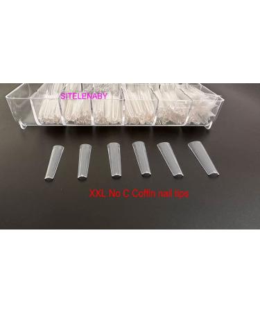 XXL Coffin No C Curve Nail Tips Clear Acrylic Extra Long Coffin Nails (500pcs) for Nail Salons & DIY Art | SITELENABY - Buy Online on GoSupps.com