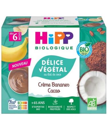 HIPP D lice V g tal Dessert v g tal lact la banane et cacao d s 6 mois bio 4 x 100 g