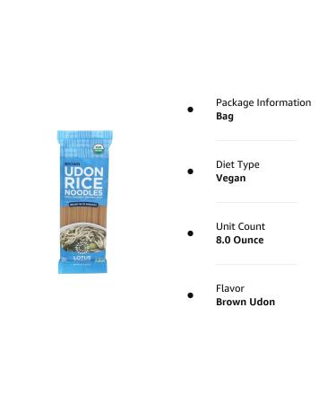 Lotus Foods Organic Brown Udon Rice Noodles 8oz - Pack of 1 - Buy Online on GoSupps.com