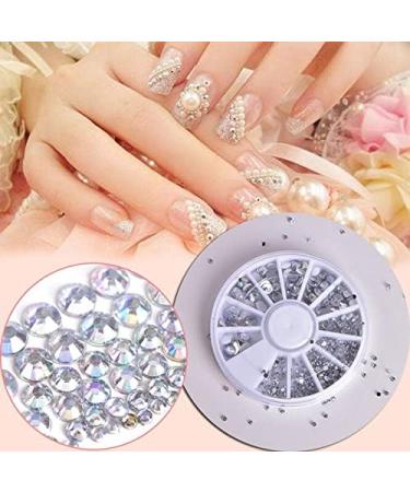 UK BEAUTY SUPPLIES 4 Pack 3D Nail Art Decoration Wheels Flat Back Horse Eye Diamante White Pearl Crystal Glitter Rhinestone Gems Pearlescent Mermaid Unicorn Beads - Buy Online on GoSupps.com