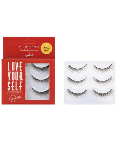NOON S UP LOVE YOURSELF False Eyelash 3 Pairs Glue is not included!! Eyelash Fake Eyelash Eye Lashes Eyebrow growth Dramatic Lashes Lashes with Glue (AUDREY)