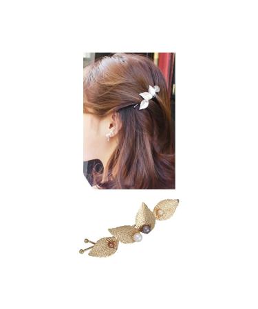 9-Piece Golden Feather Leaf Hair Clips Set - Metal C-Clamp Hair Accessories for Weddings & Parties - Buy Online on GoSupps.com