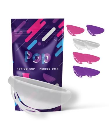 Pop Menstrual Disc | Reusable Period Disc | Medical-Grade Silicone | Tampon Pad and Cup Alternative (Large Clear)