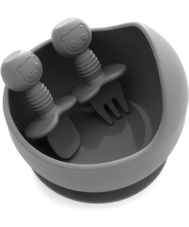 5pcs Silicone Baby Weaning Set with Suction Bowl, Spoon, Fork, Divided Plate & Adjustable Bib - Olive Green | For Kids and Toddlers - Buy Online on GoSupps.com