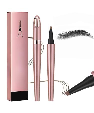 New Magic Eyebrow Pencil 3D Waterproof Eyebrow Pencil Contouring Pen 4-Tipped Precise Brow Pen Long-Lasting Natural Fine Stroke Eyebrow Pencil(Black)