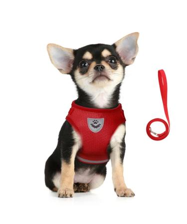 Femax dog harness and linen set for dogs soft mesh padded dishes for puppies and cats reflecting adjustable breathable breathable breastware for walking running training m (breast 35-40 cm) red