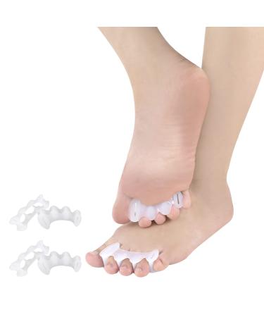 2 Pairs Bunion Toe Separators Gel Soft Toe Stretchers for Hammer Toe Gel Middle Toe Correctors Toe Straighteners Spacers Corrector Overlapping Toes Bunion Corrector Relief Pain for Yoga and Sports White
