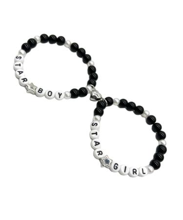 Oralgos colorful pearl bracelets stackable star shapes pendants hand chain Valentine's Day bracelet jewelry trendy accessory 2 pieces acrylic