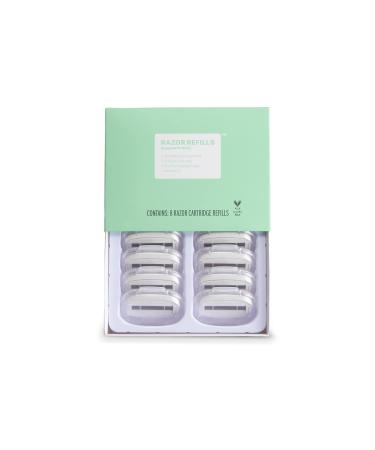 Brandless Razor Starter Kit/ Refills - Designed for Body/Face | Aloe Vera & Vitamin E Dual Moisturizing Glide Strips | 5-Blade Flexible Cartridge Hinge with Weighted Handle | Clean Beauty | Cruelty Free… (Cartridge Refills)