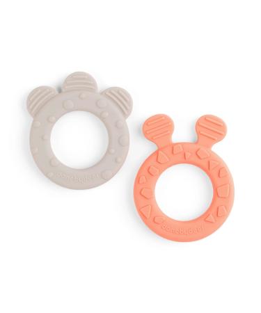 Done by Deer 4329097 Teething ring set of 2 silicone Deer friends sand/coral