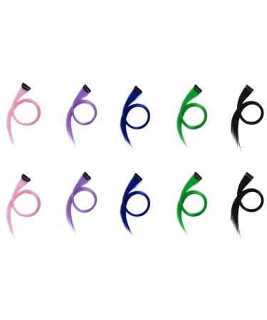 luxurious Long Straight Hair Clip Multi-Colour Trimmable Hair Extension Hairpin Rainbow Highlighted