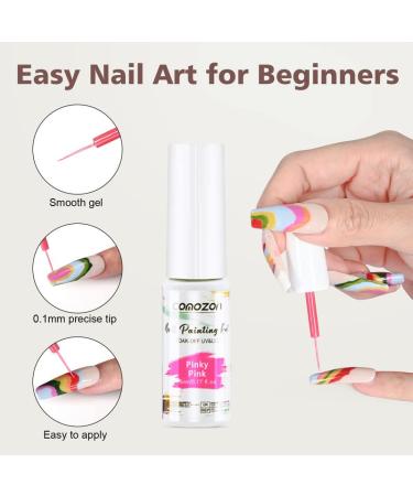 Gel Liner Nail Polish Set - 12 Colors for Swirl French Nails | Thin Brush for Nail Art | Neon Gel Set for Women & Girls - Buy Online on GoSupps.com