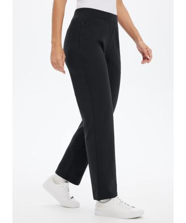 BALEAF Women's Fleece Lined Straight Leg Sweatpants with Zipper Pockets - Black Large - Buy Online on GoSupps.com