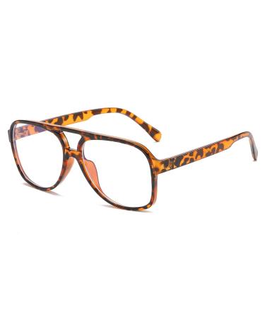 JOVAKIT Aviator Blue Light Glasses for Women Men Fashion Retro 70s Aviator Frame Computer Eye Glasses Anti Eyestrain 01 Brown Tortoise 58 Millimeters