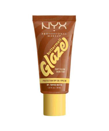 NYX PROFESSIONAL MAKEUP NYX Professional Makeup - Hydrating Foundation SPF 30 - Long-Lasting Wear Up to 12h - 93% Skincare Ingredients - Vegan Formula - Buttermelt Glaze Tint - Shade: Toffee Butter - 30ml