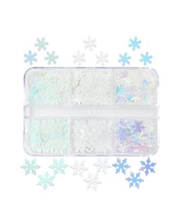 Christmas Glitter Nail Snowflakes Sequins Nail Art Decals Manicure Tips Decoration 6 Grids/Box For Women Gifts Snowflake Glitter Stickers