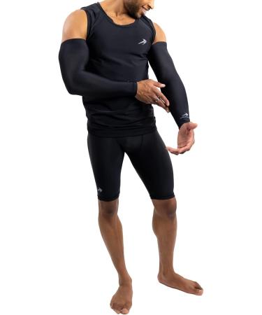CompressionZ UV Protection Arm Sleeves Black XL for Men & Women | Compression Elbow Sleeve - Buy Online on GoSupps.com