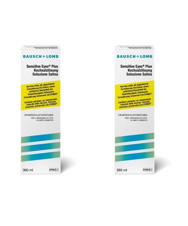 Bausch + Lomb Sensitive Eyes saline solution pH-neutral to rinse the contact lenses after cleaning 1 x 360 ml (pack with 2) 360 ml (2 Pack)