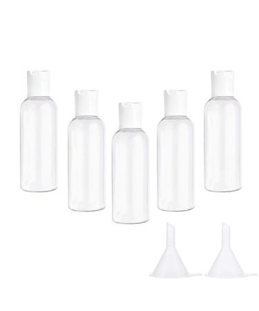Ainkou 5pcs 100ml Clear Plastic Bottles Transparent Empty Bottles Refillable Bottles Travel Bottles Set for Travel or Cosmetic with 2pcs Small Funnels