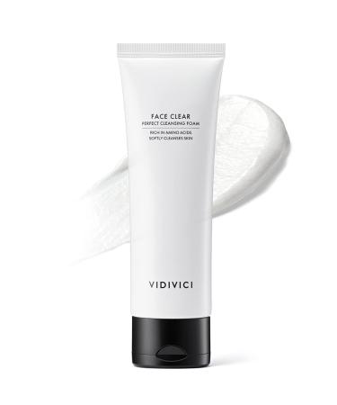 VIDIVICI Face Clear Perfect Cleansing Foam   Gentle Face Wash with Hyaluronic Acid and Moringa Seed Oil   Hydrating Foaming Cleanser   Soft  Fluffy Foam 4.06oz.