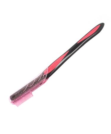 Ruilogod Woman Pink Black Handle Cosmetic Eyebrow Razor Shaver Trimmer Comb