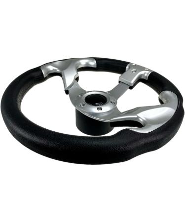 Pactrade Marine Non-Magnetic Boat Steering Wheel - Aluminum Frame, PU Sleeves, 3 Spokes, 12-1/2 Diameter, 3/4 Tapered Bore - Silver/Silver - Buy Online on GoSupps.com