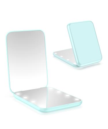 wobsion Compact Mirror Magnifying Mirror with Light 1x/3x Handheld 2-Sided Magnetic Switch Fold Mirror Small Travel Makeup Mirror Pocket Mirror for Handbag Purse Gifts for Girls(Cyan) Cyan 1 Count (Pack of 1)