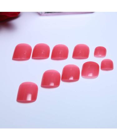 Yienate Bridal Jelly Rose Pink False Toe Nails - 24Pcs Full Cover Chic Nail Tips for Perfect Feet - Buy Online on GoSupps.com