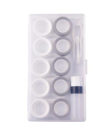 Wudaizhi 5-pair contact lens case set |Travel -friendly eye lens tanks |Control container for beauty and cosmetic clasp white gray
