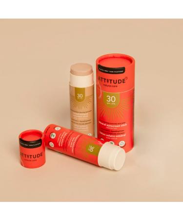 ATTITUDE Sunscreen Stick SPF 30 - Vegan Cruelty-Free Broad Spectrum UVA/UVB Protection Plant-Based Ingredients - Unscented Sun Care 3 oz - Buy Online on GoSupps.com