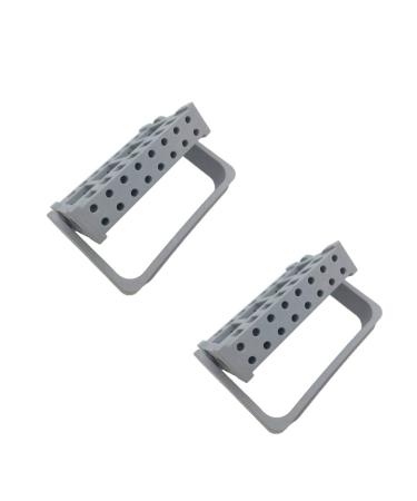 KOOBOOK 2Pcs 16 Holes Acrylic Nail Art Drill Bit Holder Exhibition Stand Organizer Nail Art Display Salon Gray