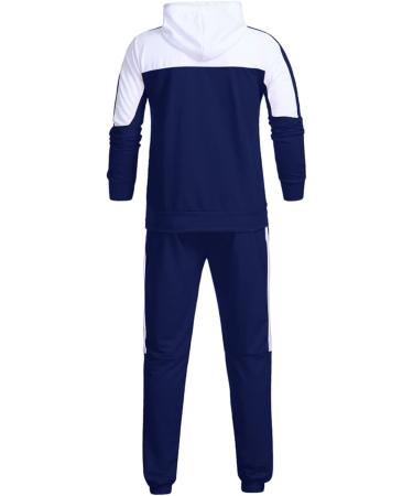 Hanxiulin Men's Dark Blue Training Suit - Cotton Jogging Sports Set Leisure Wear & Sweat Jacket for Ultimate Comfort - Buy Online on GoSupps.com