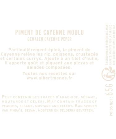 Ground Cayenne Pepper - Guaranteed Origin - 100% Natural No Colorings or Preservatives - Product Packaged in France - Aromatic Spices - 65g - ALBERT M N S - Buy Online on GoSupps.com