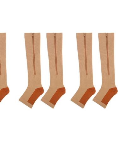 Cacacook Compression Stockings with Zipper - Knee-High Stretchy Breathable Calf Support - Open Toe 3 Pairs L-XL for Sports - International Shipping Available - Buy Online on GoSupps.com