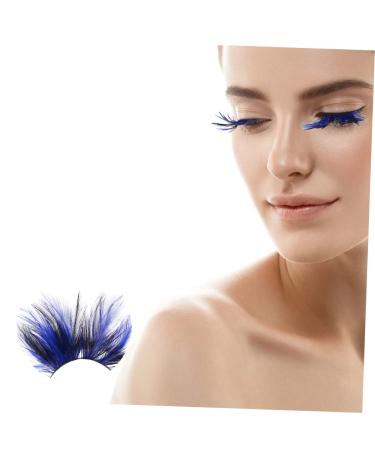 minkissy 1 Pair Stage Makeup Eyelash Party Eyelashes Cosplay Eyelashes Blue Eyelashes Halloween Lashes Fake Lashes Halloween Long Colored Lashes Women Eyelashes Blush Manual Miss