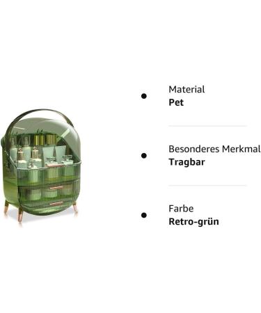 Galat e Retro Series 180 Rotatable Wearable Makeup Organizer | Dust-Tight Cosmetic Storage Box with 2 Drawers & Handle - Retro Green - Buy Online on GoSupps.com